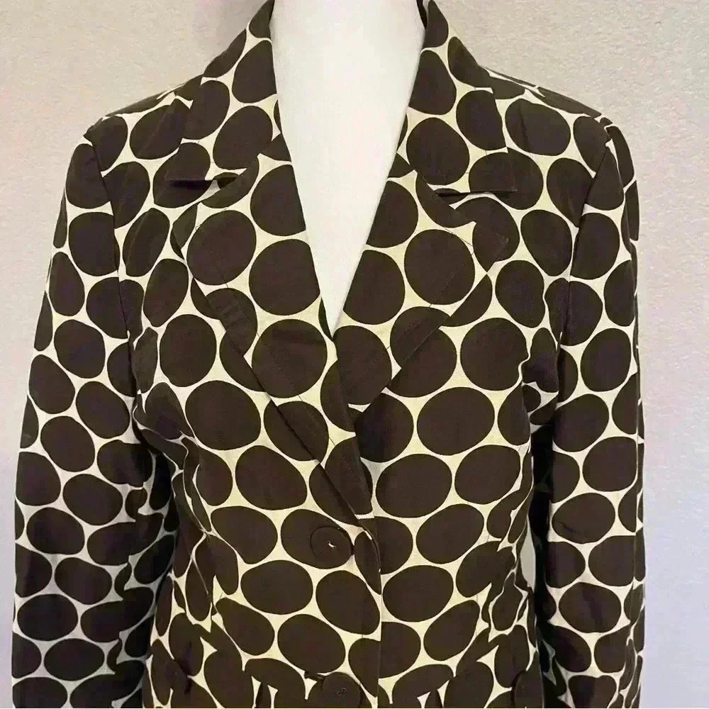Harold's women's brown and beige polka dot jacket with three buttons size medium - Picture 8 of 12
